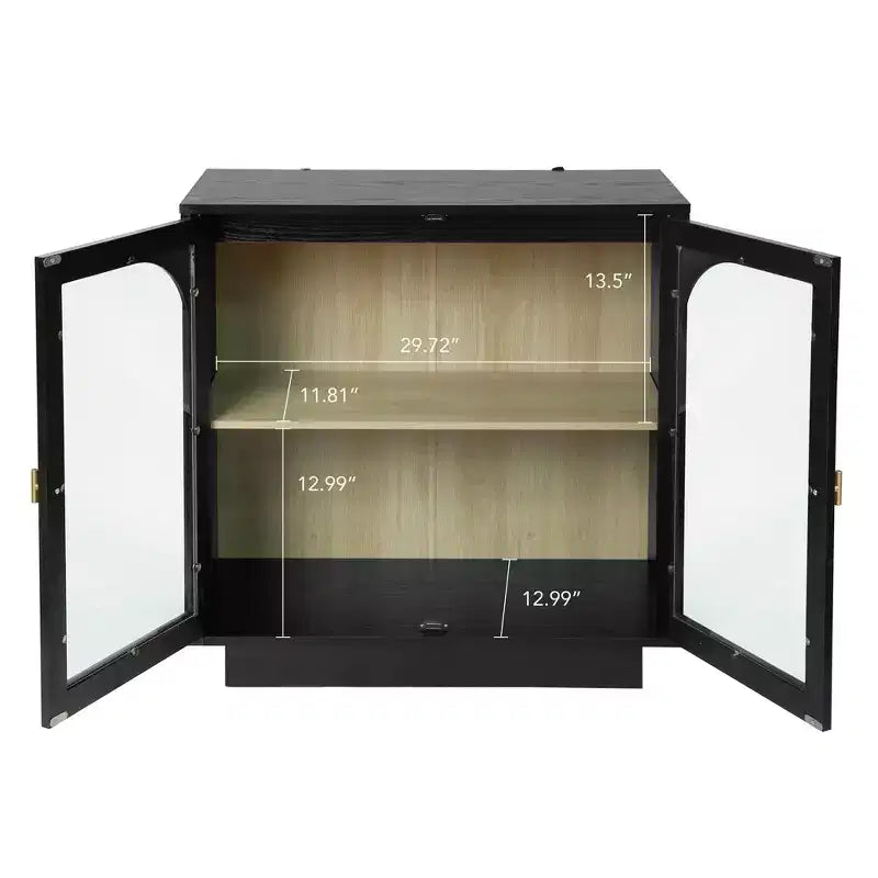 Mobile Contenitore Moderno Okak con 2 Ante in Acrilico, Credenza con Maniglie in Metallo e 2 Ripiani, Mobile Buffet per Cucina, Sala da Pranzo