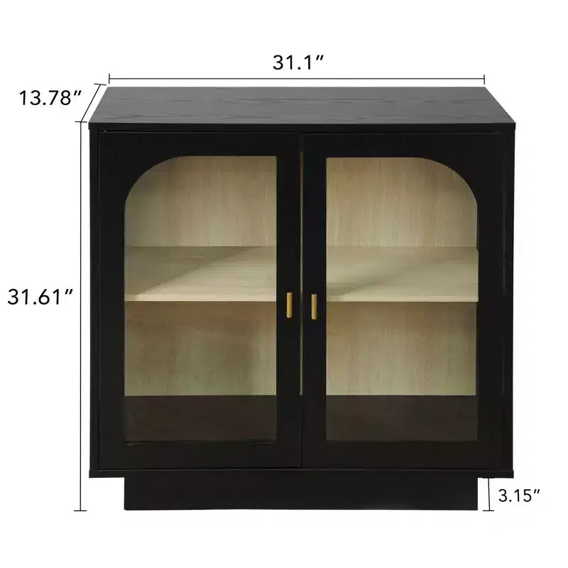 Mobile Contenitore Moderno Okak con 2 Ante in Acrilico, Credenza con Maniglie in Metallo e 2 Ripiani, Mobile Buffet per Cucina, Sala da Pranzo