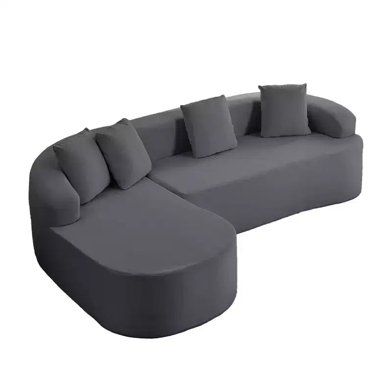 Mjkone Divano componibile a L in ciniglia da 99" con chaise longue curva Divano moderno Cloud a 3 posti