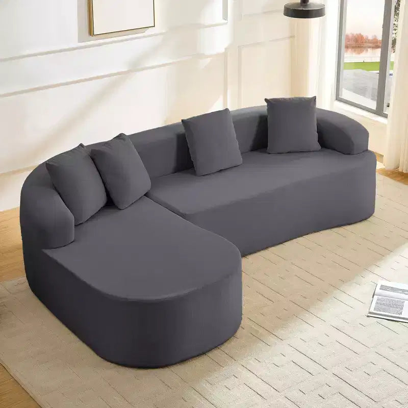 Mjkone Canapé d'angle en chenille 99'' avec méridienne incurvée, canapé 3 places Cloud moderne