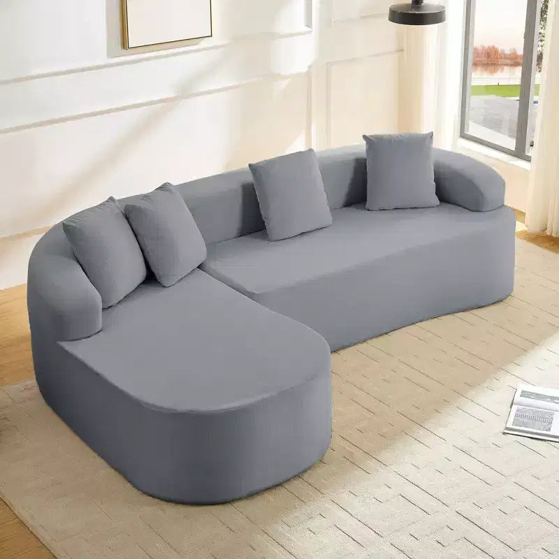 Mjkone Canapé d'angle en chenille 99'' avec méridienne incurvée, canapé 3 places Cloud moderne