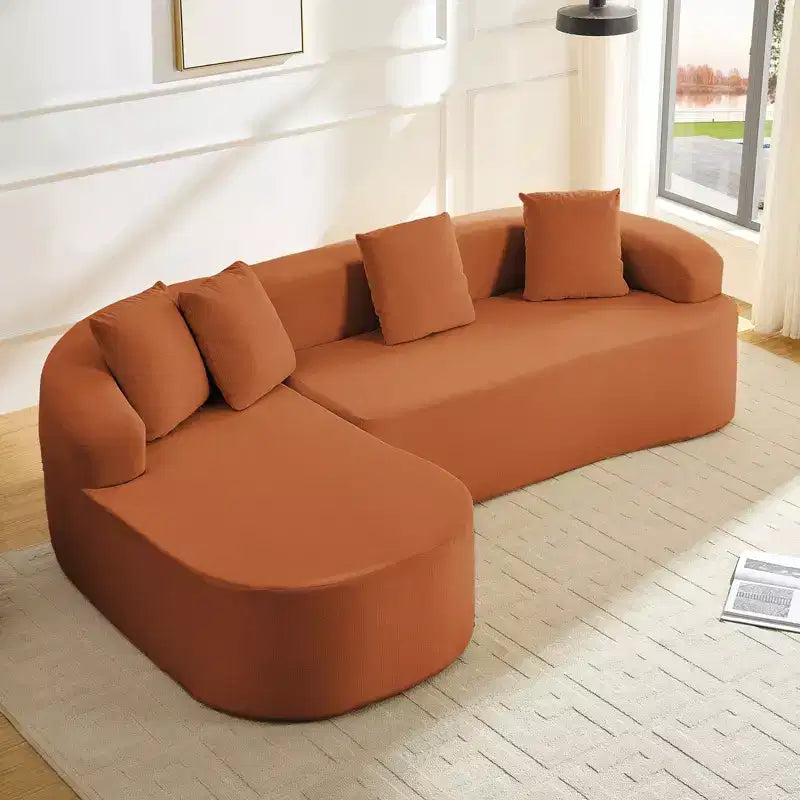 Mjkone Canapé d'angle en chenille 99'' avec méridienne incurvée, canapé 3 places Cloud moderne