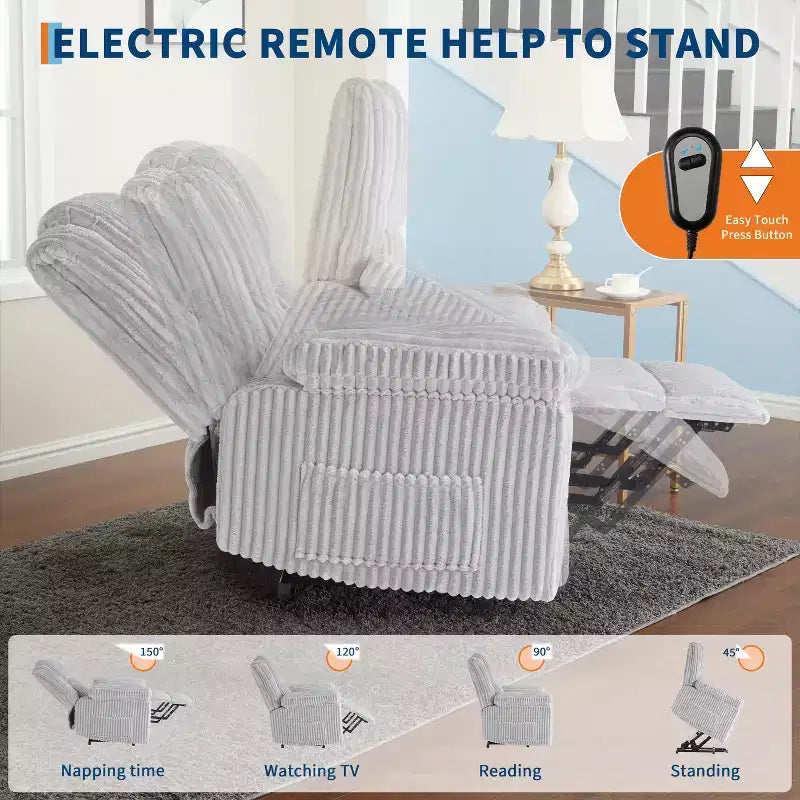 Poltrona Reclinabile con Sollevamento Elettrico, Calore e Massaggio, Recliner Elettrico con Sedile Imbottito e 2 Tasche Laterali, Poltrona Singola per Soggiorno