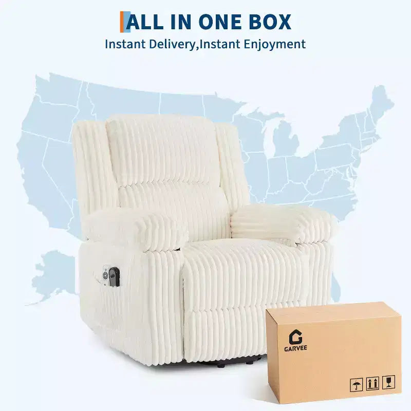 Poltrona Reclinabile con Sollevamento Elettrico, Calore e Massaggio, Recliner Elettrico con Sedile Imbottito e 2 Tasche Laterali, Poltrona Singola per Soggiorno