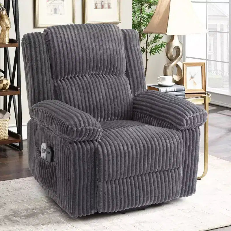 Poltrona Reclinabile con Sollevamento Elettrico, Calore e Massaggio, Recliner Elettrico con Sedile Imbottito e 2 Tasche Laterali, Poltrona Singola per Soggiorno