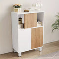 CuisinSmart Wooden Storage Cabinet, Sideboard Buffet Cabinet with Sliding Doors & Adjustable Shelves, Bathroom Display Cabinets, White