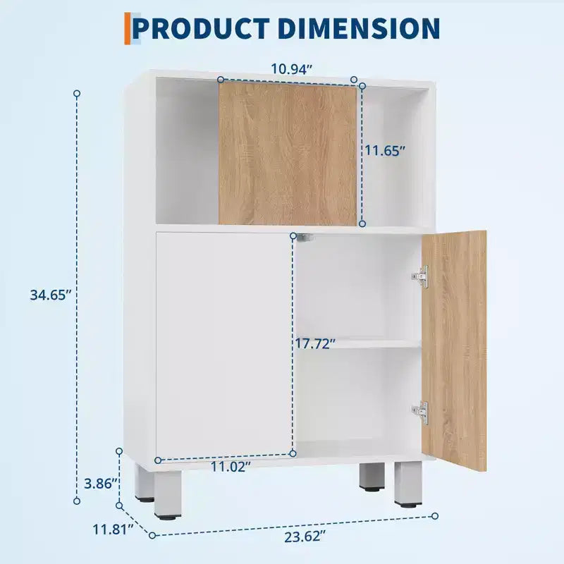 CuisinSmart Mobiletto contenitore in legno, Credenza a buffet con ante scorrevoli e ripiani regolabili, Mobiletti espositivi da bagno, Bianco