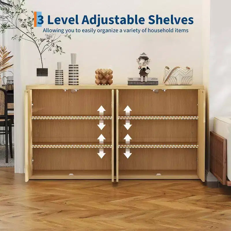 Credenza Grande da 168 cm, Mobile Buffet, Credenza Cucina Moderna con Scanalature, Mobile Bar, Tavolo Console