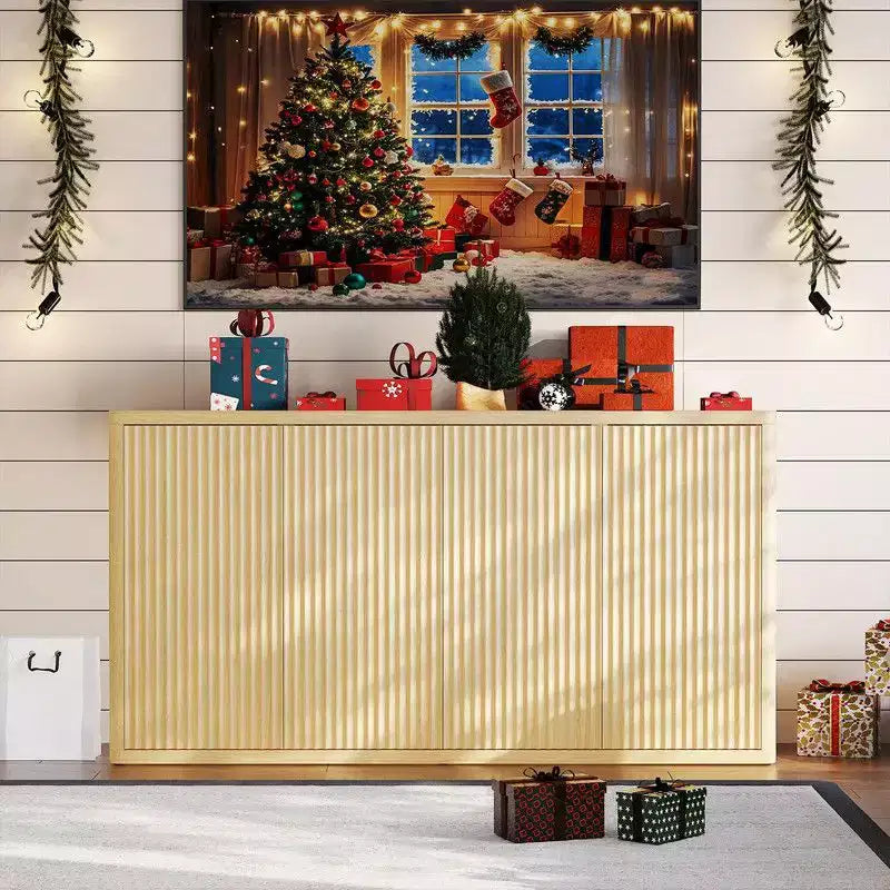 Credenza Grande da 168 cm, Mobile Buffet, Credenza Cucina Moderna con Scanalature, Mobile Bar, Tavolo Console