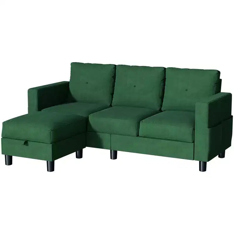 Canapés modulables compacts Celebalcony, canapé modulable 3 places en forme de L en tissu polyester avec pouf mobile pour appartements, bureau