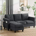 Celebalcony Sectional Small Couch Sofas, L-Shaped Couch 3 Seat Sectional Sofa with Polyester Fabric and Movable Ottoman for Apartments, Office