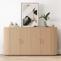 63 Sideboard Buffet Cabinet, Fluted Entryway Coffee Bar Cabinet with 4 Doors, Wooden Media Console Table, Accent Credenza for Living Room Kitchen