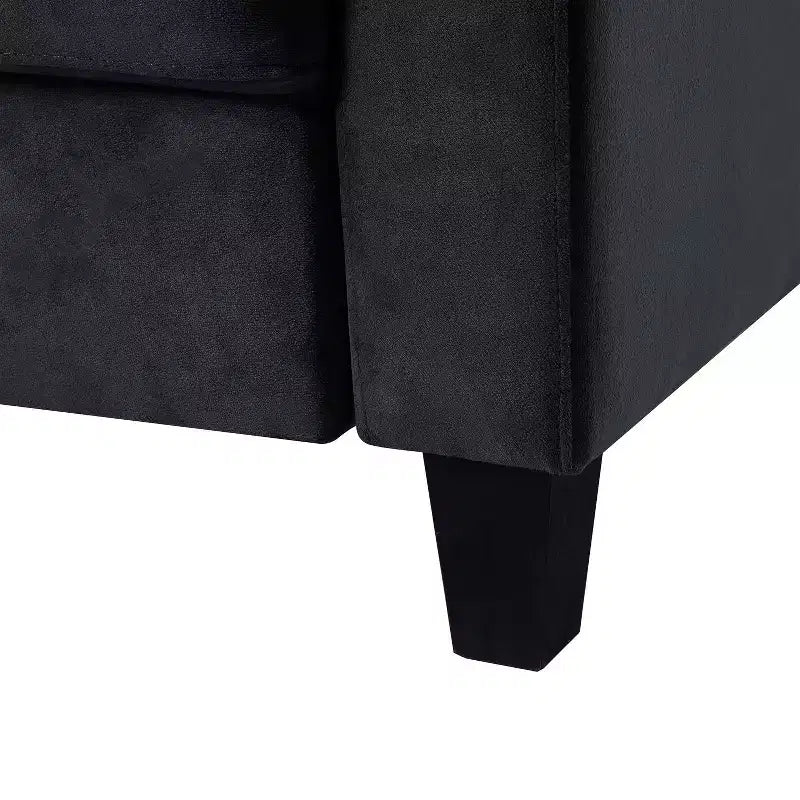 Divano componibile a 3 posti PexFix con molle a "U" e struttura in legno massello, divano imbottito in velluto in stile Mid-Century per soggiorno, camera da letto, ufficio, nero