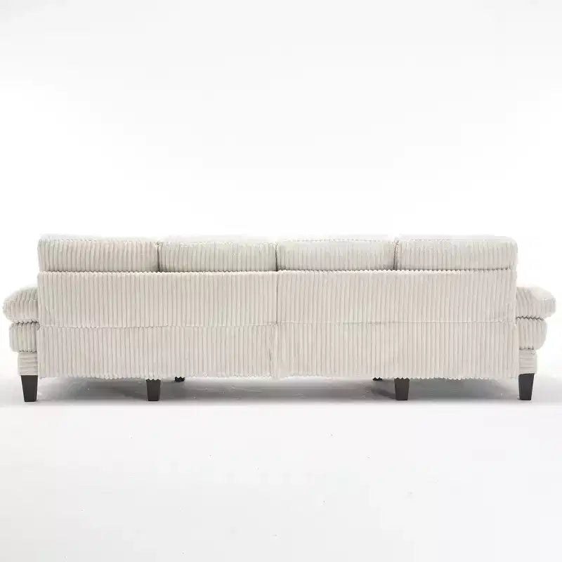Divano Sezionale a U in Velluto a Coste Homy Casa con Doppia Chaise Longue, Divano a 4 Posti per Soggiorno, Beige