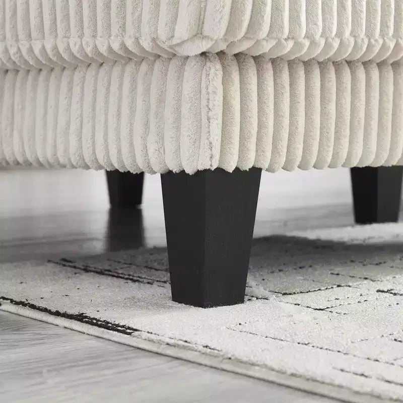 Divano Sezionale a U in Velluto a Coste Homy Casa con Doppia Chaise Longue, Divano a 4 Posti per Soggiorno, Beige