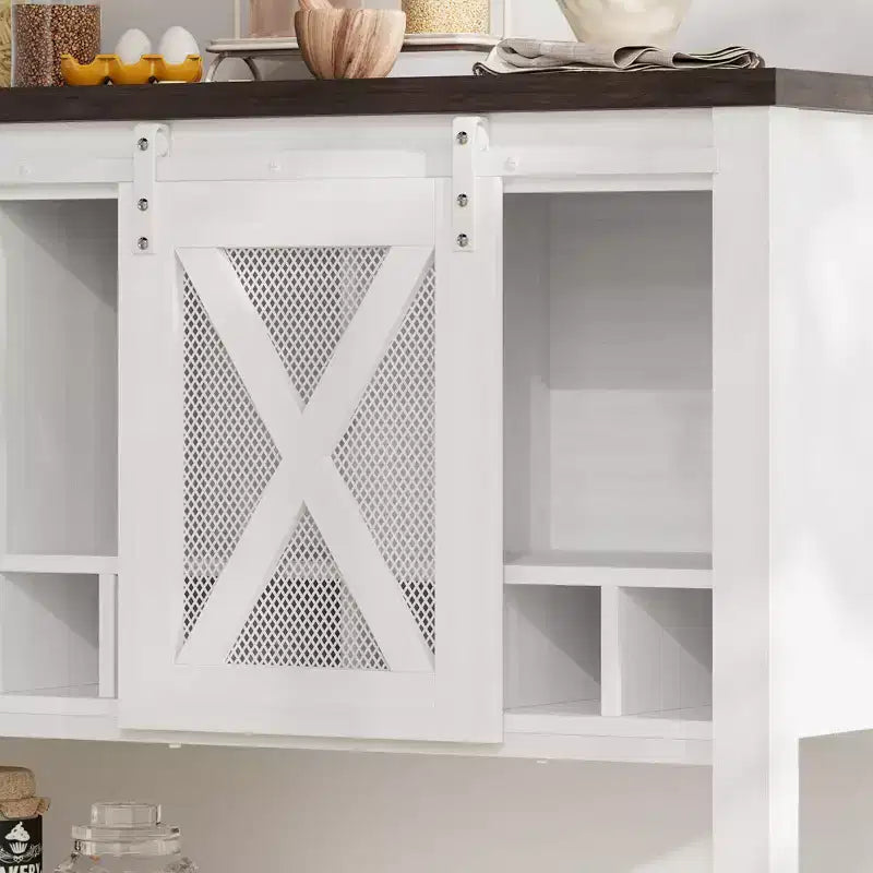 Credenza da cucina CuisinSmart, mobile bar con anta scorrevole a granaio, mobile da caffè con portabottiglie, per soggiorno sala da pranzo