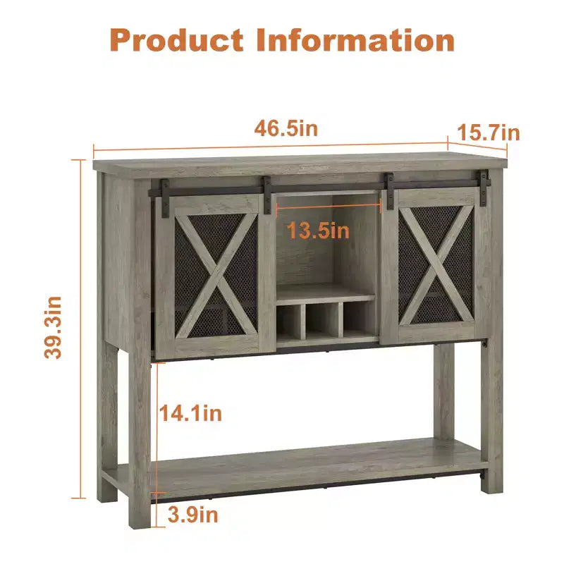 Credenza da cucina CuisinSmart, mobile bar con anta scorrevole a granaio, mobile da caffè con portabottiglie, per soggiorno sala da pranzo