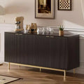 Dyonery 58 Wooden Console Table with 4 Fluted Doors & Adjustable Shelves Modern Sideboard Cabinet with Storage for Living Room,Kitchen & Entryway