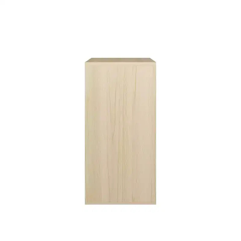 Credenza Contenitore Mobile Buffet Mobile Accento con Ante Scorrevoli, Organizer a 2 Livelli con Ripiani Aperti e Chiusi, Naturale+Bianco - ModernLuxe