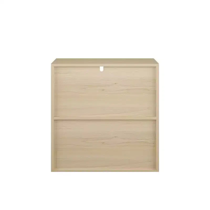 Credenza Contenitore Mobile Buffet Mobile Accento con Ante Scorrevoli, Organizer a 2 Livelli con Ripiani Aperti e Chiusi, Naturale+Bianco - ModernLuxe
