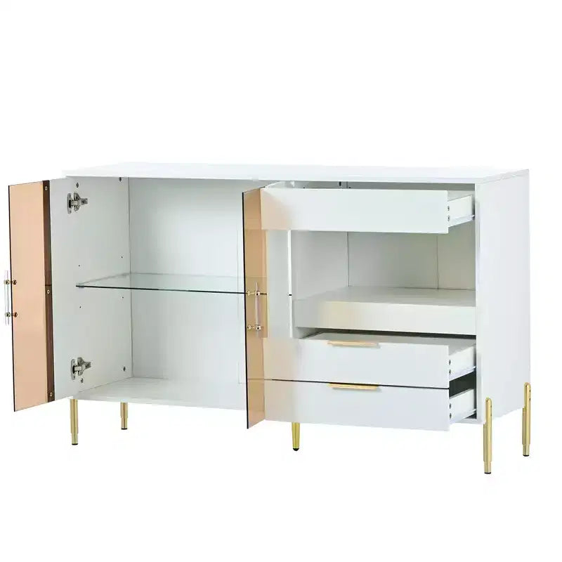 CuisinSmart Mobile Credenza con Cassetti e Ante in Acrilico, Ripiani Regolabili, Mobile Contenitore Moderno per Sala da Pranzo, Soggiorno, Cucina