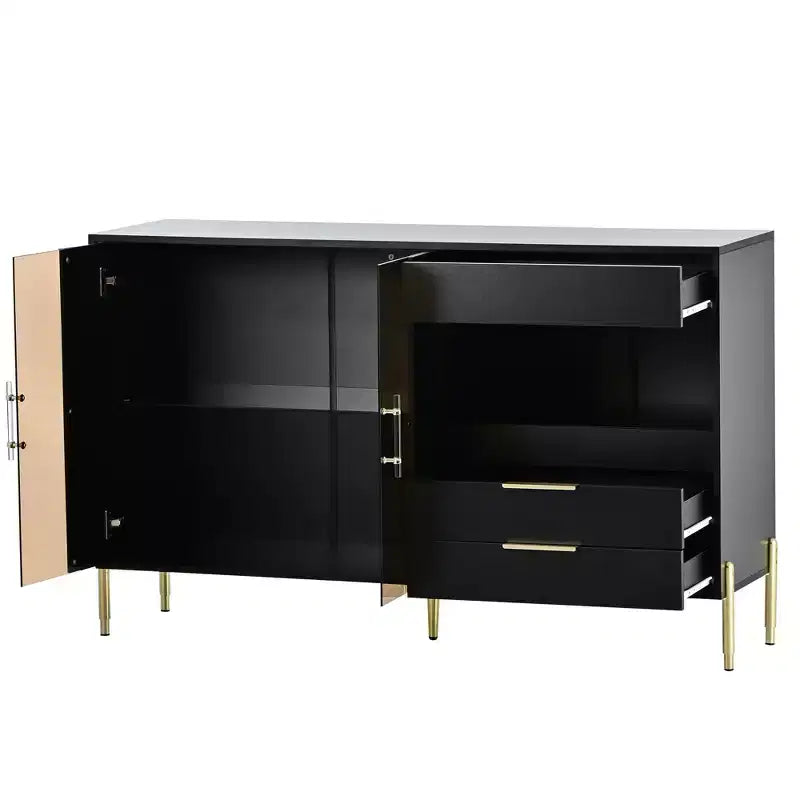 CuisinSmart Mobile Credenza con Cassetti e Ante in Acrilico, Ripiani Regolabili, Mobile Contenitore Moderno per Sala da Pranzo, Soggiorno, Cucina