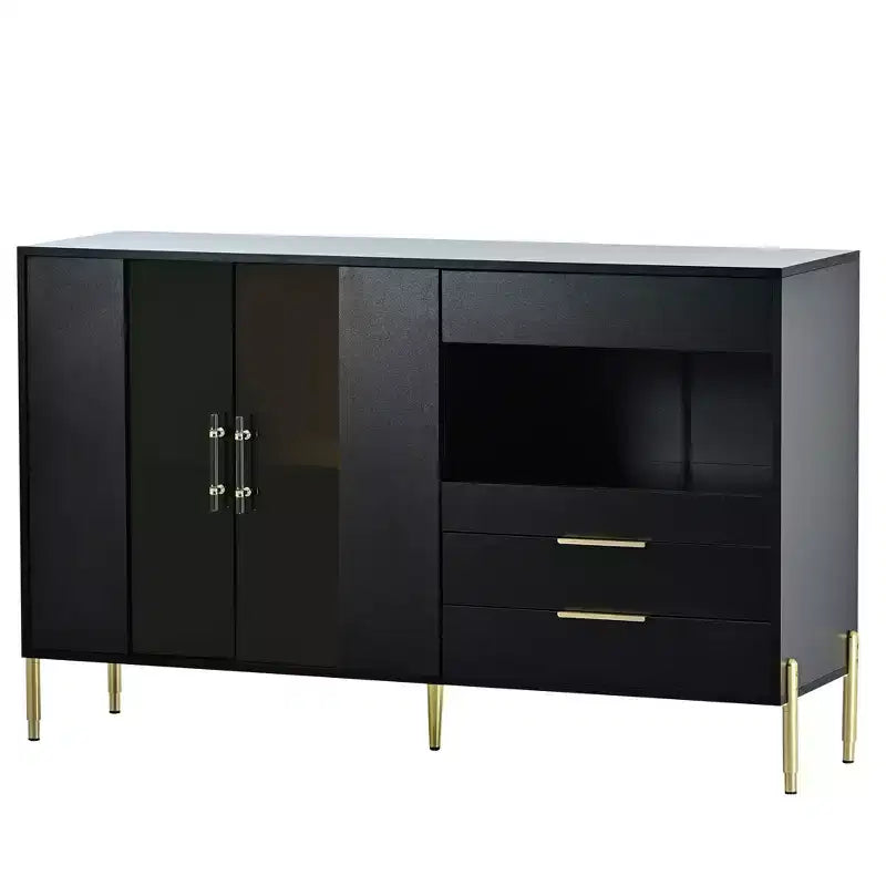 CuisinSmart Mobile Credenza con Cassetti e Ante in Acrilico, Ripiani Regolabili, Mobile Contenitore Moderno per Sala da Pranzo, Soggiorno, Cucina