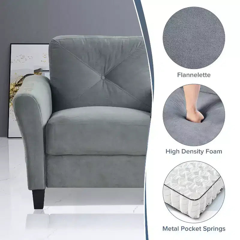 PexFix 35 L x 32,75 H Poltrona Singola Rivestita in Velluto con Schienale Trapuntato a Bottone, Poltrona Moderna per Soggiorno Camera da Letto Ufficio, Grigio