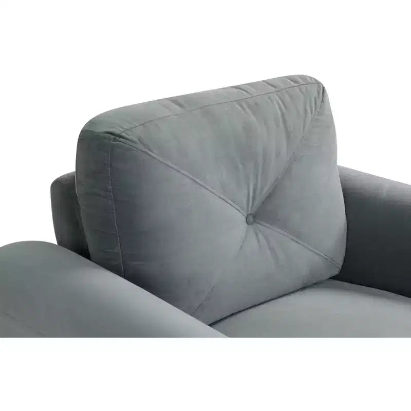 PexFix 35 L x 32,75 H Poltrona Singola Rivestita in Velluto con Schienale Trapuntato a Bottone, Poltrona Moderna per Soggiorno Camera da Letto Ufficio, Grigio