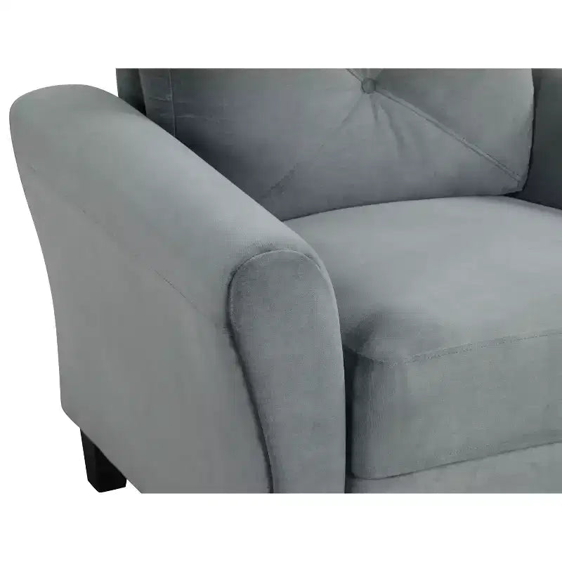 PexFix 35 L x 32,75 H Poltrona Singola Rivestita in Velluto con Schienale Trapuntato a Bottone, Poltrona Moderna per Soggiorno Camera da Letto Ufficio, Grigio
