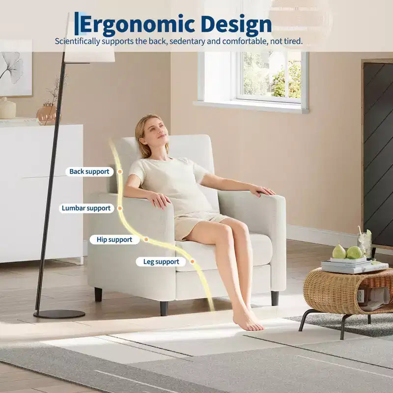 Poltrona in tessuto Garvee 30x34x32, poltrona singola, comoda poltrona imbottita per la lettura, per camera da letto, soggiorno