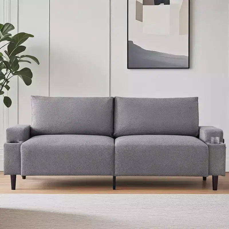 Divanetto Acekool 81 Comfort, 3 posti con portabicchieri e tasche portaoggetti, Cuscini profondi per soggiorno, camera da letto