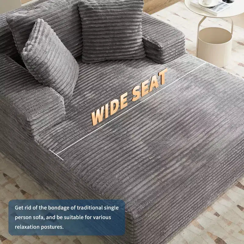 Chaise longue surdimensionnée en velours côtelé, canapé-lit sans cadre avec assise profonde, canapé convertible sans montage requis pour salon et chambre
