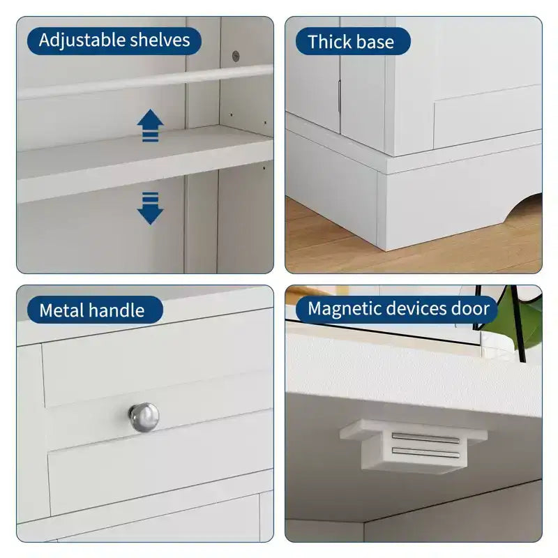 Mobile credenza buffet, 55", in legno, con ripiani regolabili, adibito a coffee station, credenza console, armadietto a pavimento per cucina e soggiorno
