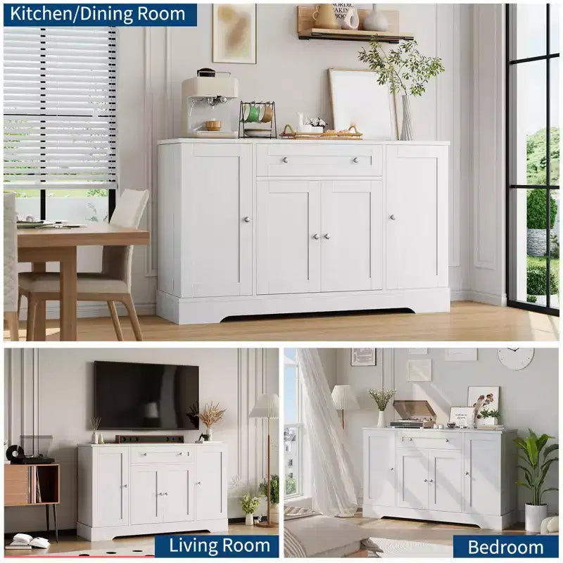 Mobile credenza buffet, 55", in legno, con ripiani regolabili, adibito a coffee station, credenza console, armadietto a pavimento per cucina e soggiorno