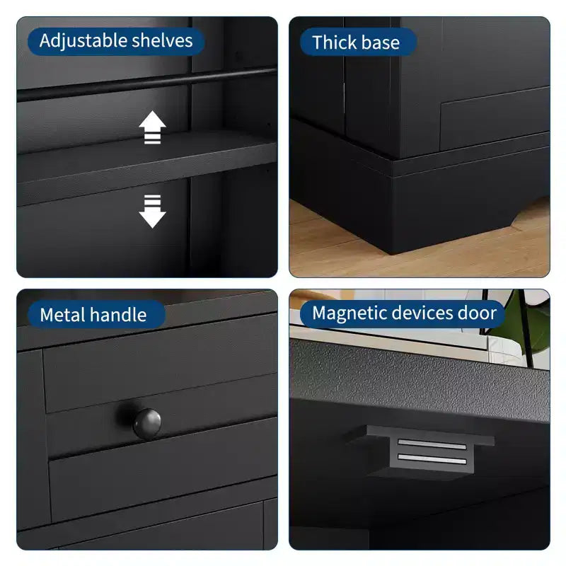 Mobile credenza buffet, 55", in legno, con ripiani regolabili, adibito a coffee station, credenza console, armadietto a pavimento per cucina e soggiorno