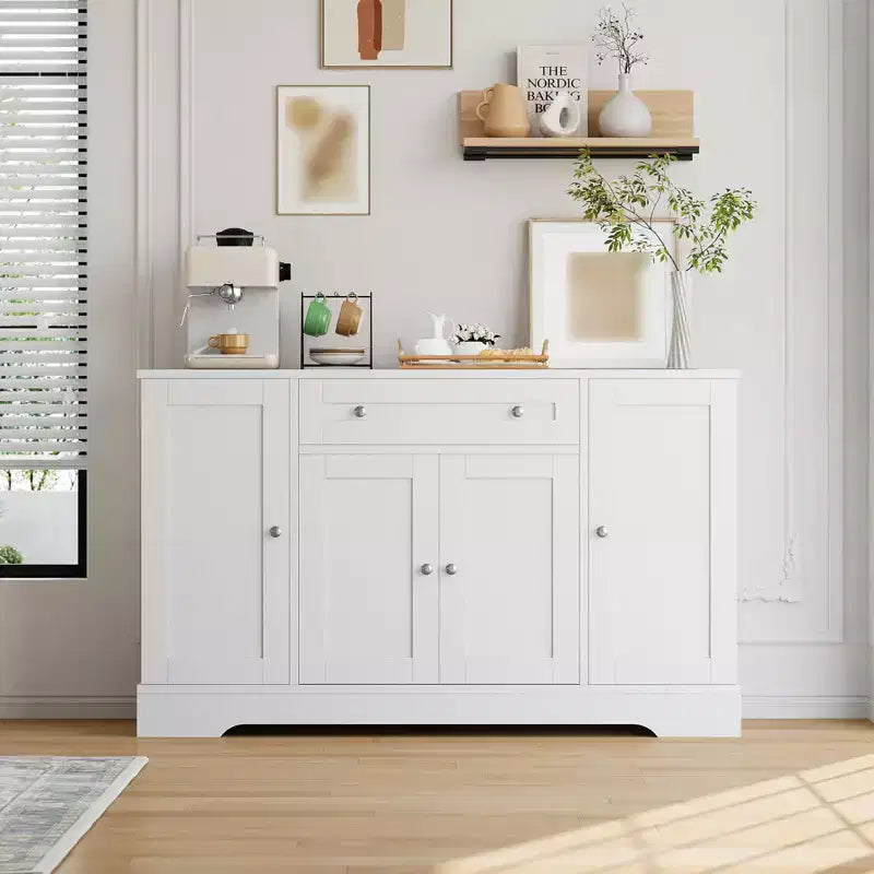 55 Meuble Buffet Bahut, Bar à Café en Bois avec Étagères Réglables, Table Console, Armoire de Rangement au Sol pour Cuisine Salon