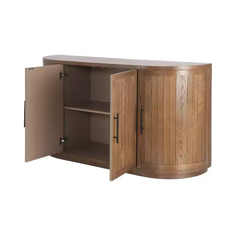 Buffet incurvé moderne Christopher Knight Home Ashby 57" avec 4 portes et poignées métalliques
