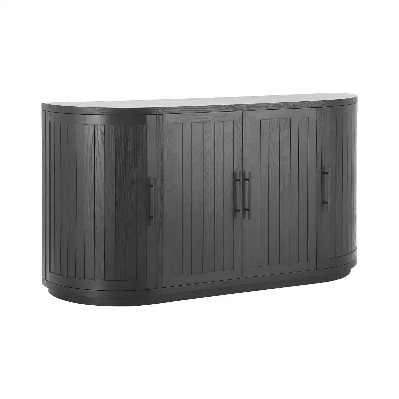 Buffet incurvé moderne Christopher Knight Home Ashby 57" avec 4 portes et poignées métalliques