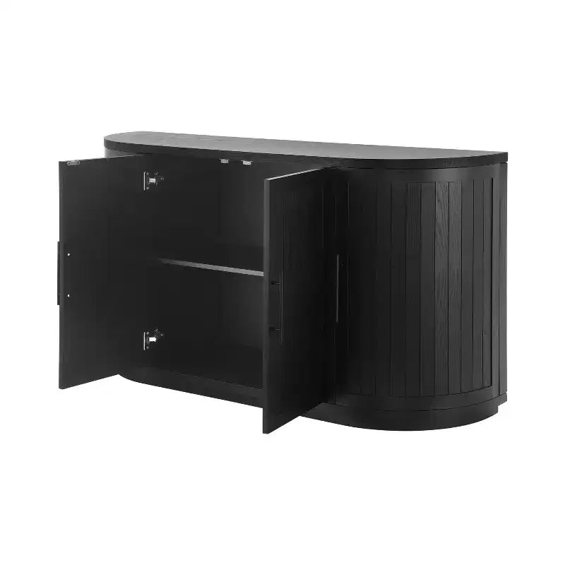 Buffet incurvé moderne Christopher Knight Home Ashby 57" avec 4 portes et poignées métalliques