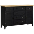 Sideboard Buffet Cabinet with Storage Drawers, Rubber Wood Top and Adjustable Shelves, Kitchen Cabinet Coffee Bar Cabinet