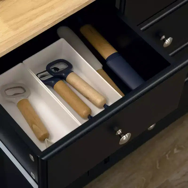 Credenza a Buffet con Cassetti, Piano in Legno di Gomma e Ripiani Regolabili, Mobile da Cucina, Mobile Bar per Caffè