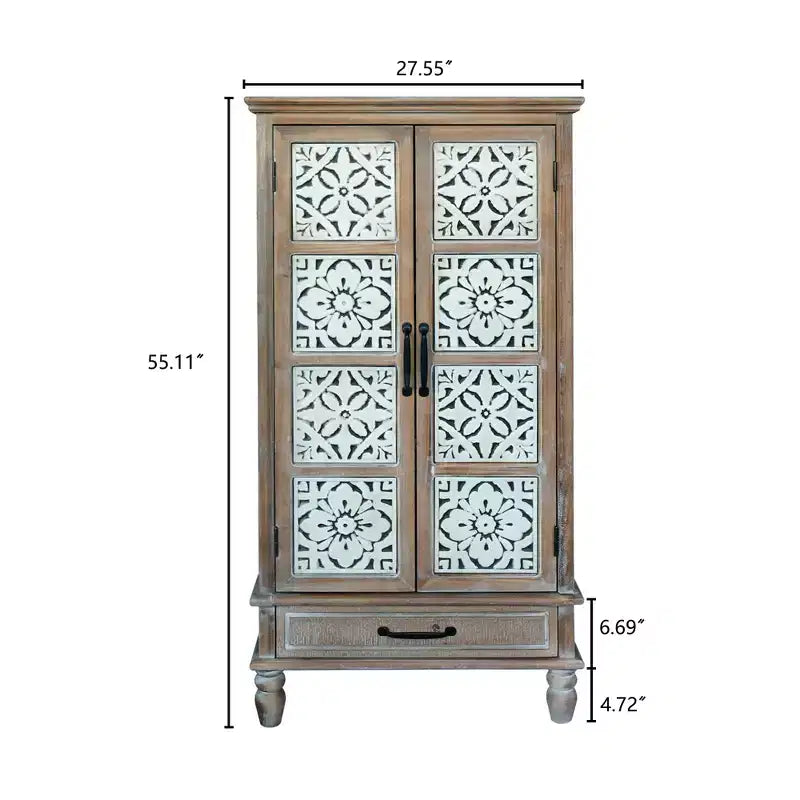 GDFStudio Elias Buffet en bois de sapin rustique de 70 cm avec 2 portes et 1 tiroir