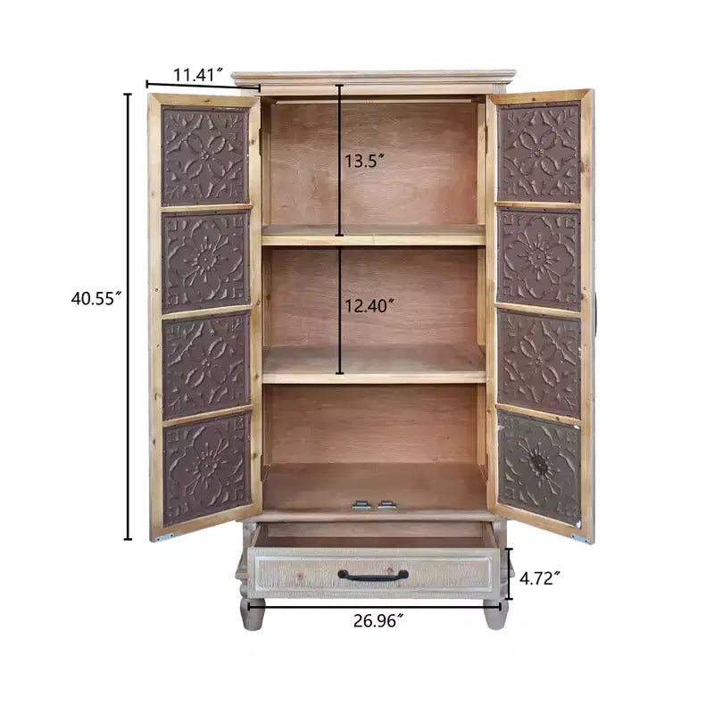 GDFStudio Elias Buffet en bois de sapin rustique de 70 cm avec 2 portes et 1 tiroir