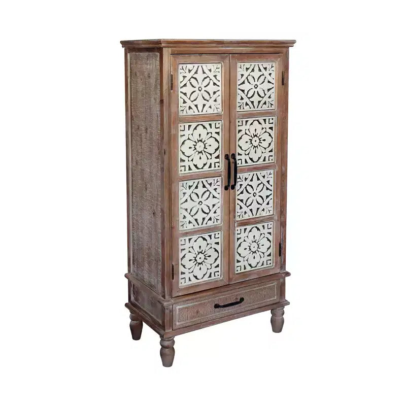 GDFStudio Elias Buffet en bois de sapin rustique de 70 cm avec 2 portes et 1 tiroir