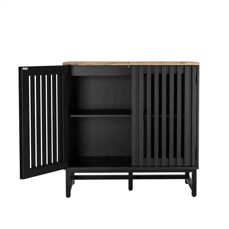 Mobile contenitore scanalato, credenza a buffet con ripiani regolabili, consolle con credenza contenitore