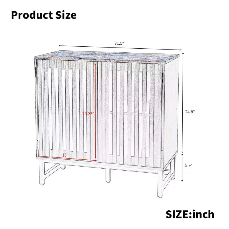 Mobile contenitore scanalato, credenza a buffet con ripiani regolabili, consolle con credenza contenitore