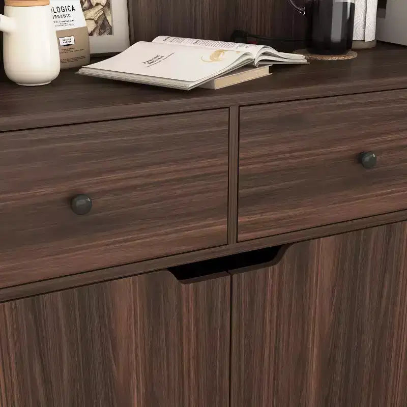 Credenza da buffet, mobile contenitore per dispensa da cucina con portabottiglie, mobile bar in stile rustico