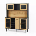 Sideboard Buffet Cabinet, Kitchen Pantry Storage Cabinet with Wine Racks, Farmhouse Coffee Bar Cabinet