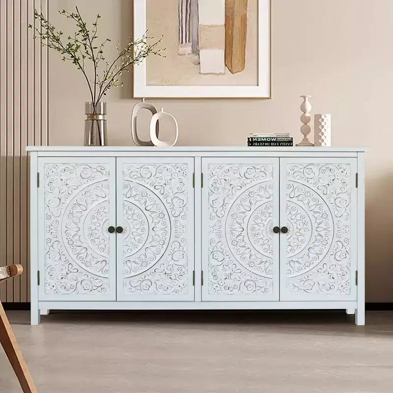 GDFStudio Hugo Credenza/Mobiletto Transizionale in Legno di Abete da 60.00'' con 4 Ante